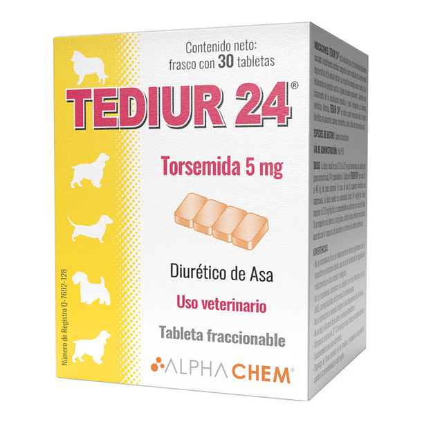 Tediur 24 frasco con 30 tabletas (Torsemida 5mg)
