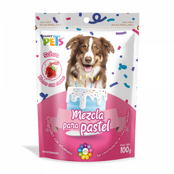 Mezcla para pastel para perros Fresas con crema 100g