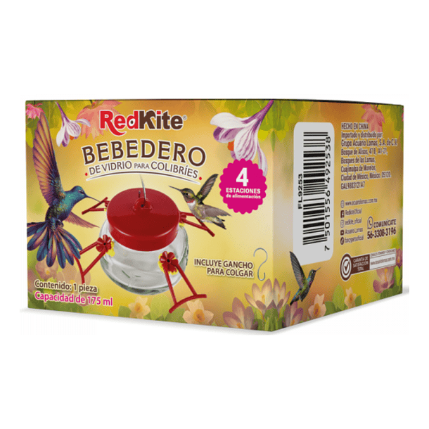 Bebedero de vidrio para colobríes 1 pza