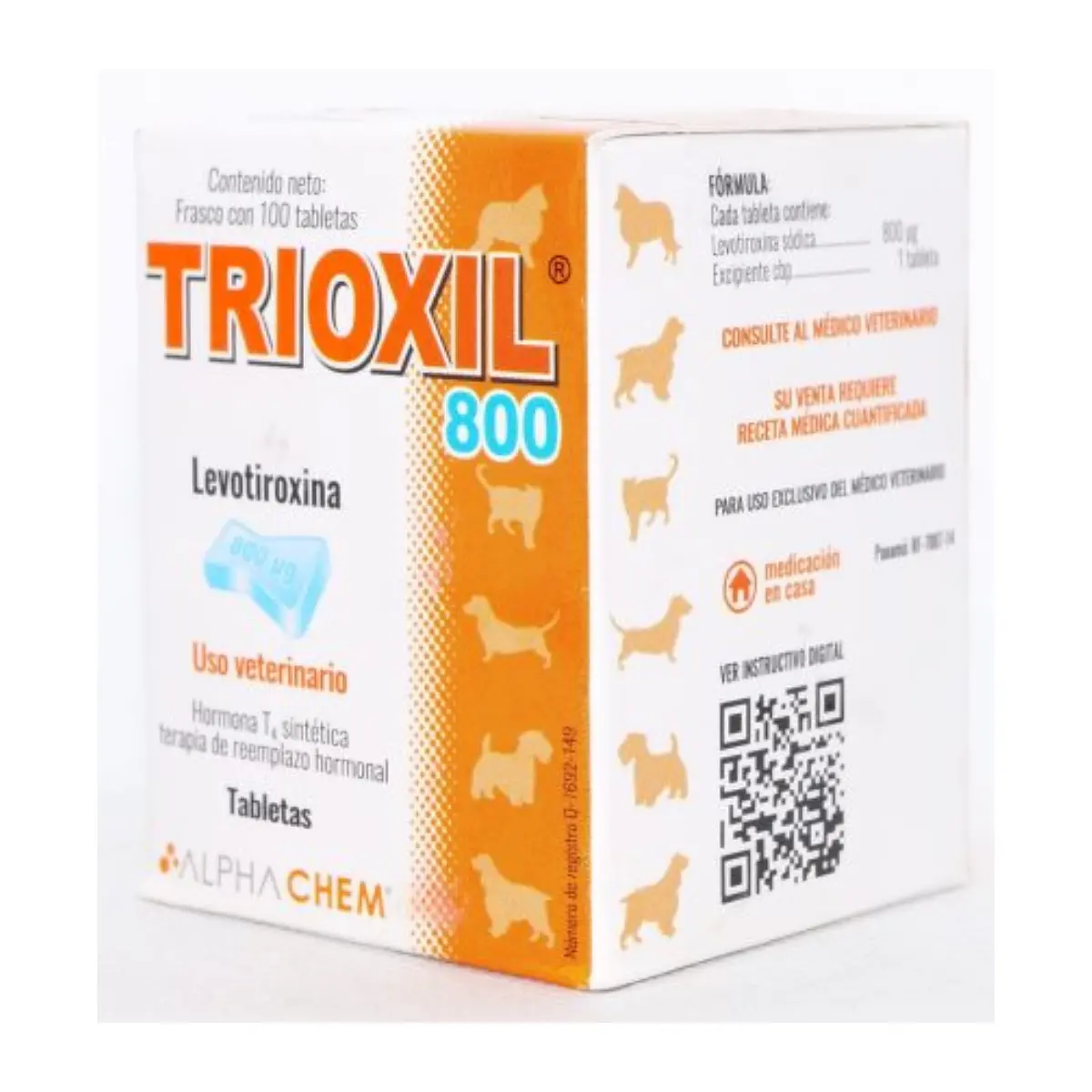 Trioxil 800 frasco con 100 tabletas para perros y gatos