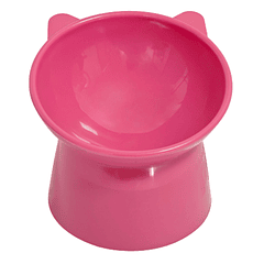 Comedero elevado rosa para gato