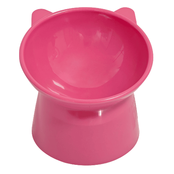 Comedero elevado rosa para gato