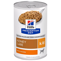 Lata alimento humedo hills k/d de pollo 370 gr. para perro