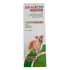 Bravecto 1 M Triple 10 A 20 kg para Perro ( 3 Tabs Masticables)