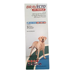 Bravecto 1 M Triple 20 A 40 kg para Perro ( 3 Tabs Masticables )