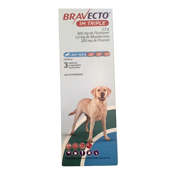 Bravecto 1 M Triple 20 A 40 kg ( 3 TABS )