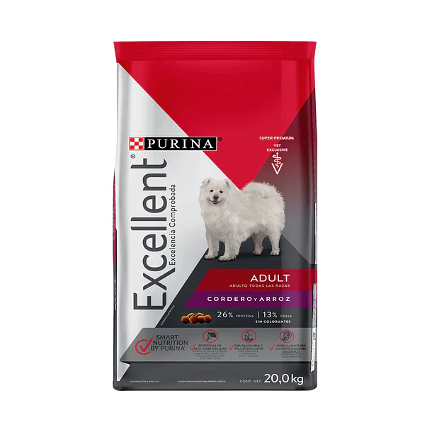 Alimento Excellent Perro Adulto Sabor Cordero de 20 kg