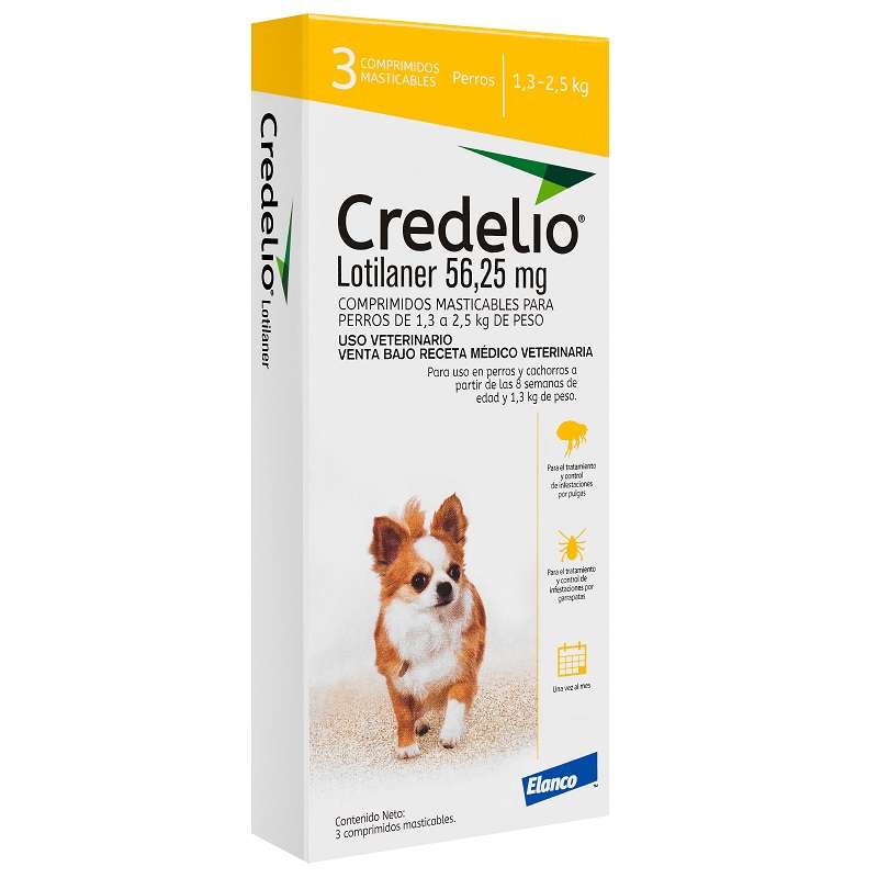 Credelio 1,3 a 2,5kg - 3 comprimidos