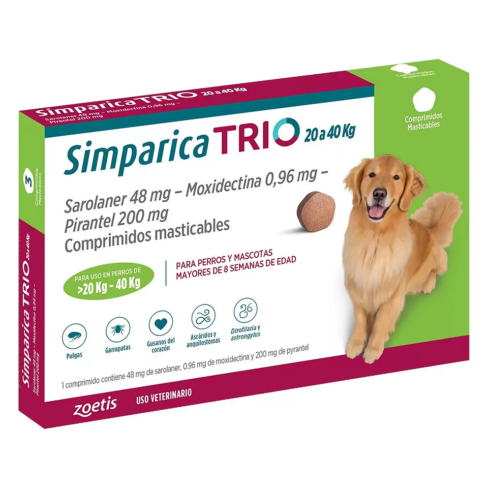 Simparica Trio 20 a 40kg - 3 comprimidos 1