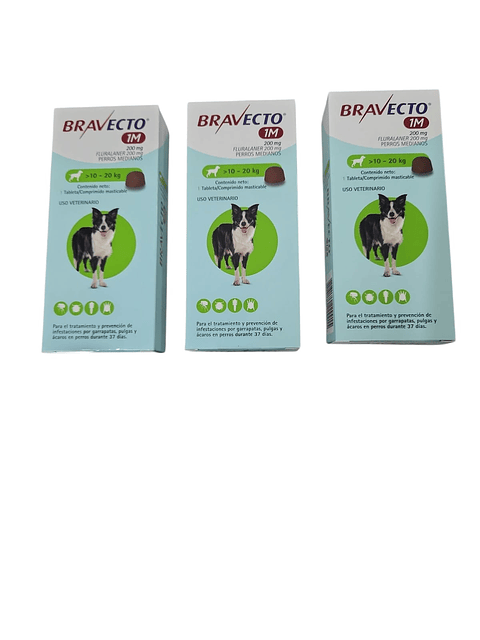 Bravecto  10 a 20kg  - pack de 3 cajas 