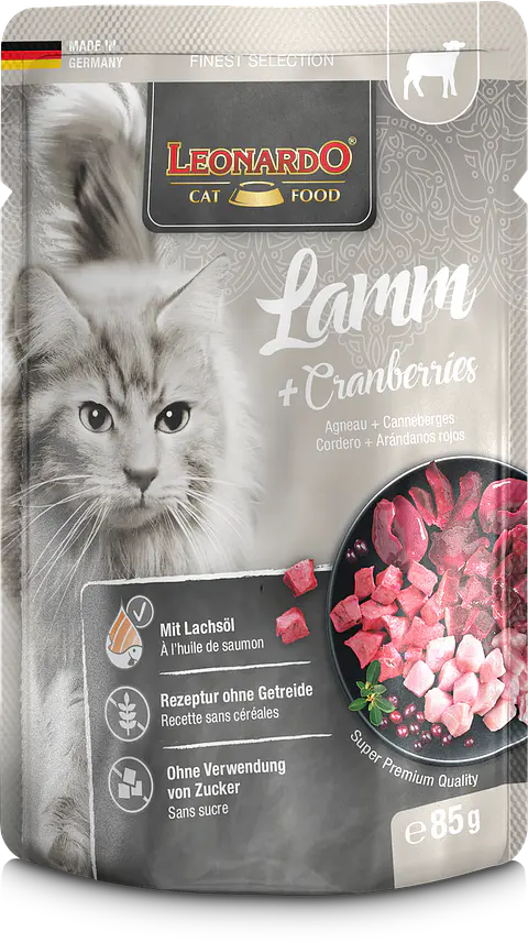 Leonardo Pouches Cordero + Cranberries - 85g