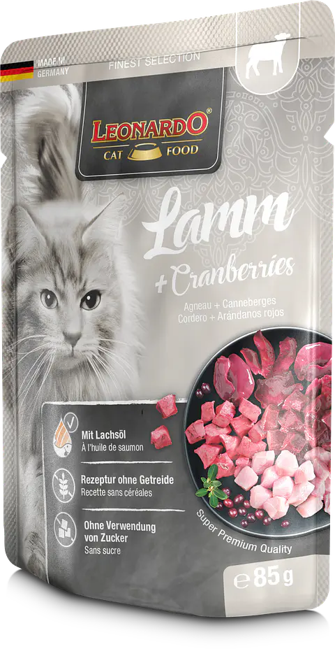 Leonardo Pouches Cordero + Cranberries - 85g