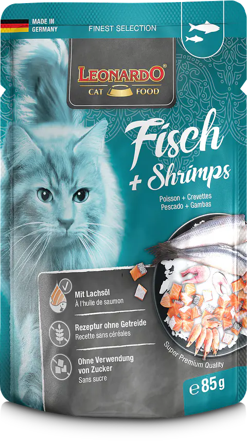 Leonardo Pouches Pescado + Camarones - 85g