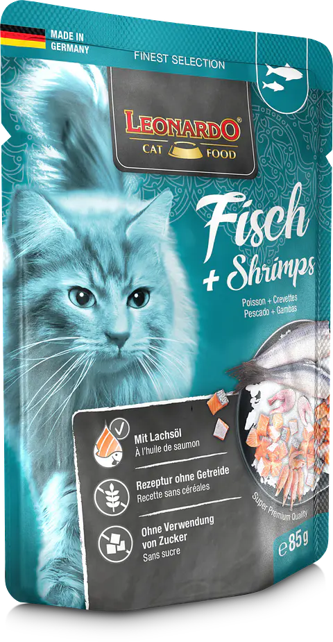 Leonardo Pouches Pescado + Camarones - 85g