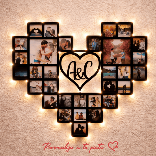 Collage en forma de Corazón Con Luces