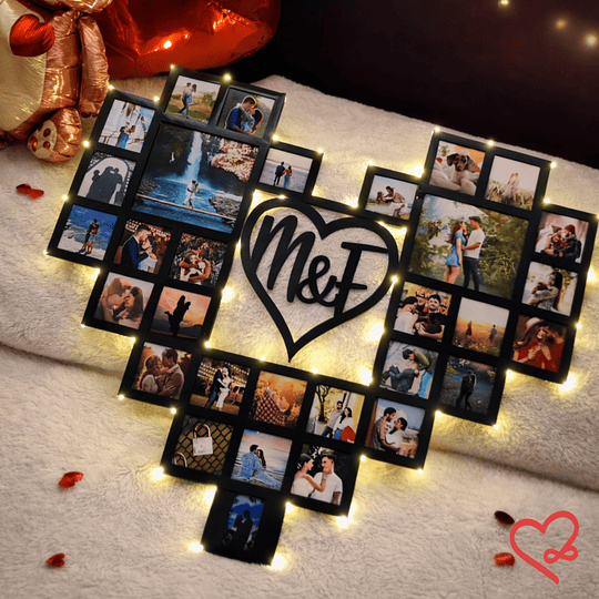 Collage en forma de Corazón Con Luces