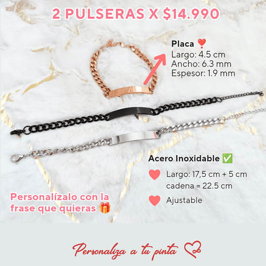 Pulseras Personalizadas Negras y Rose Gold