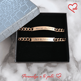 Pulseras Personalizadas Negras y Rose Gold