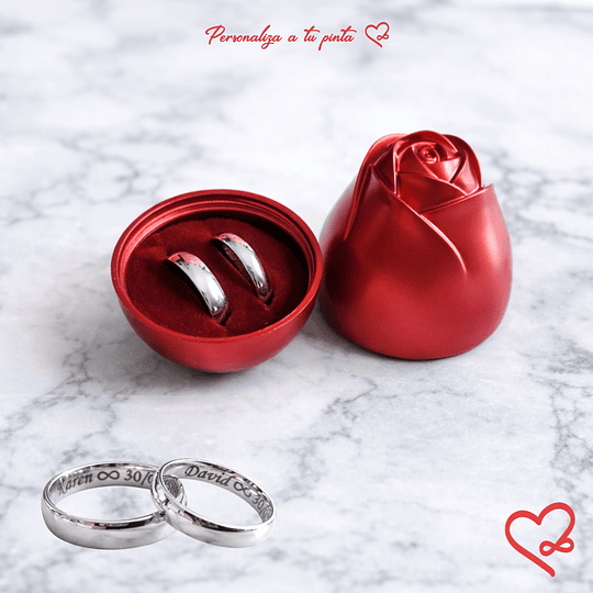 Anillos de promesa Cajita Roja Rosa