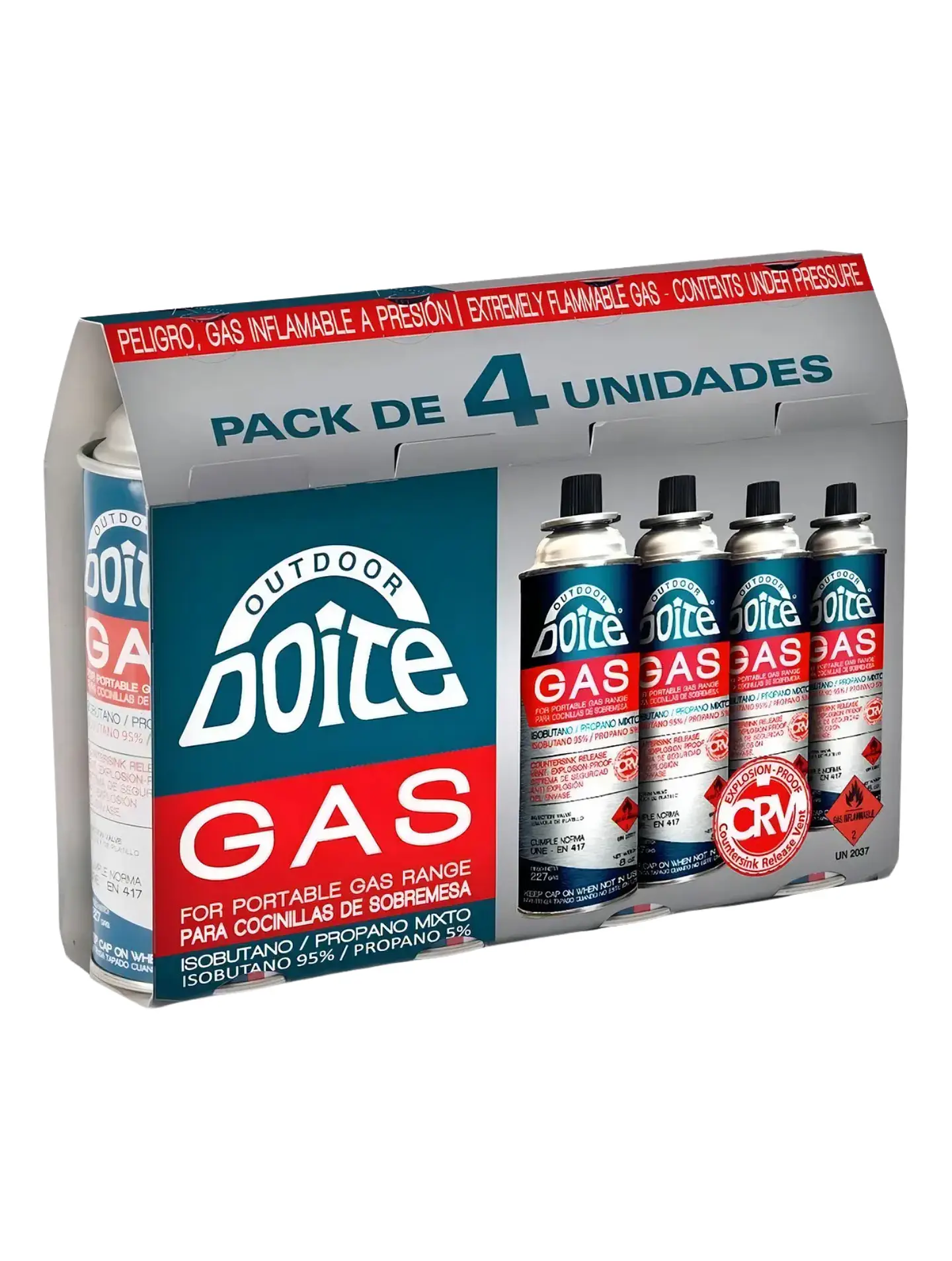 Pack 4 cartuchos de gas Doite 227 g mezcla isobutano/propano para cocinilla de camping 3