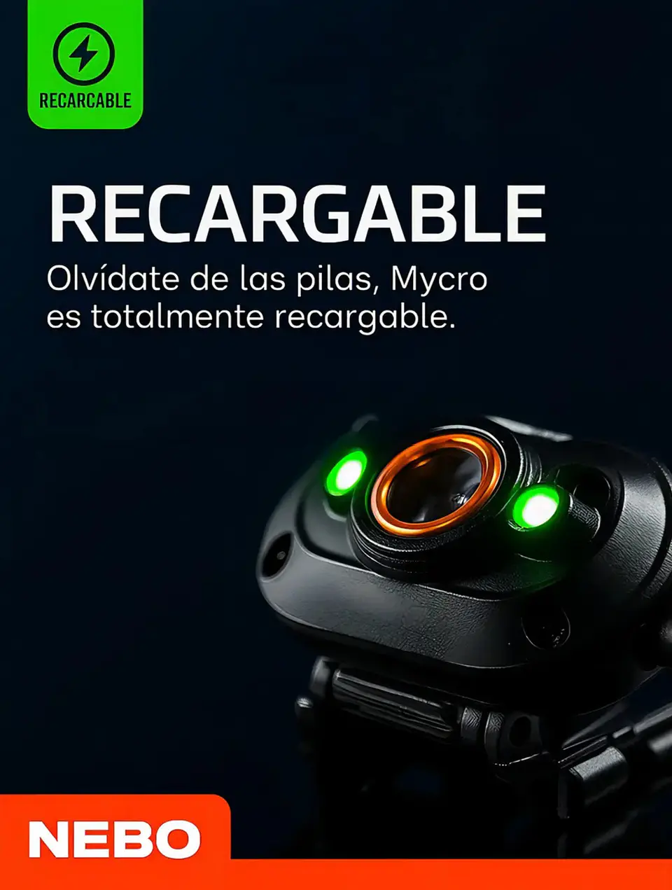 Linterna Frontal y de Gorra Recargable NEBO Mycro 400 Lúmenes 5