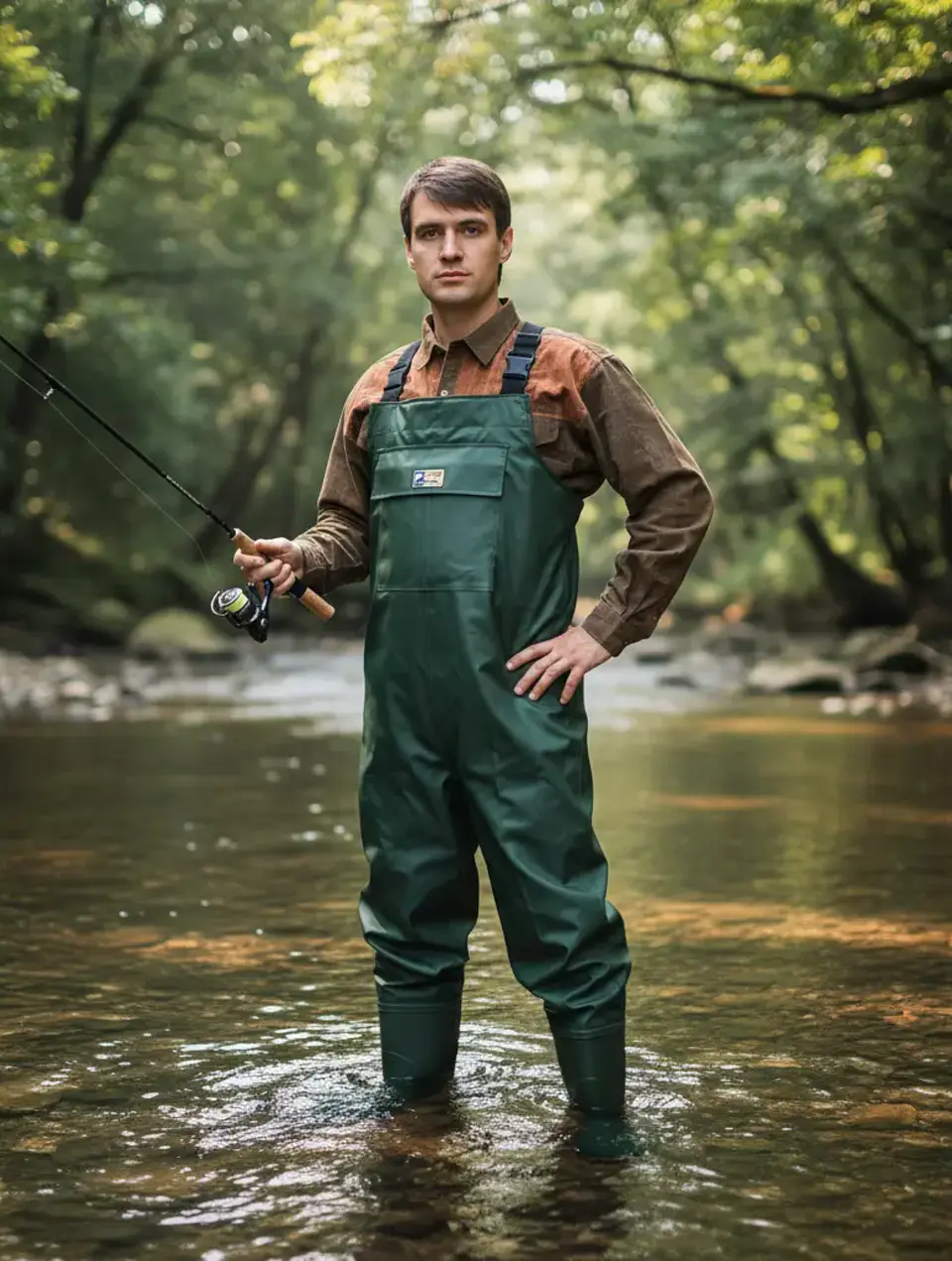 Wader Falcon Claw PVC verde militar con bota de fieltro 10 mm 2