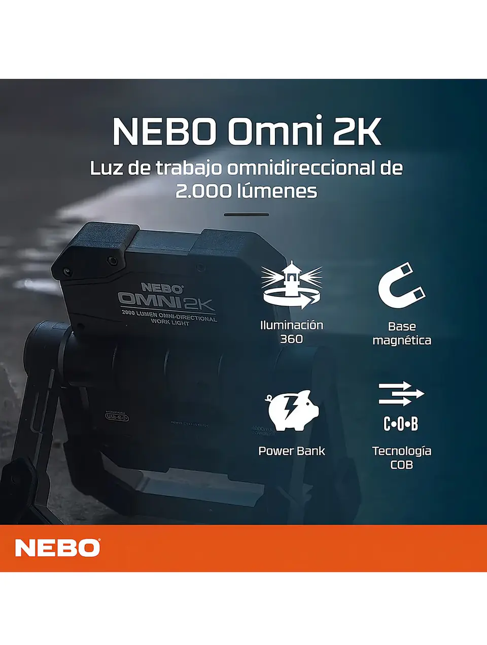 Linterna Led Nebo Omni 2k 2000 Lumenes Recargable Led Negro 6