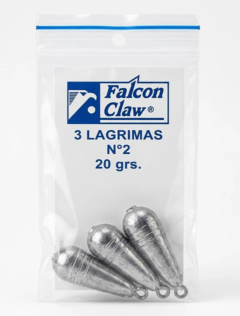 Plomo Lágrimas Falcon Claw N° 2 - 20 gr (Sobre x 3 Unidades)