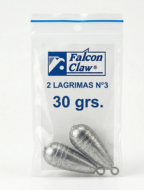 Plomo Lágrimas Falcon Claw N° 3 - 30 gr (Sobre x 2 Unidades)