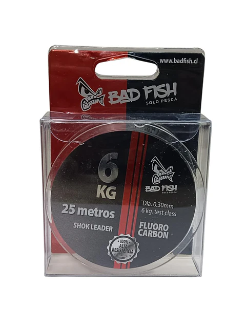 Shock Leader de Fluorocarbono Badfish (6 kg / 13 lbs — 25 mt — 0.30 mm)
