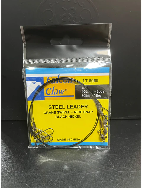 LÍDER DE ACERO / CHICOTE DE ACERO FALCON CLAW 30LB (40CM) — PACK 3 UNIDADES