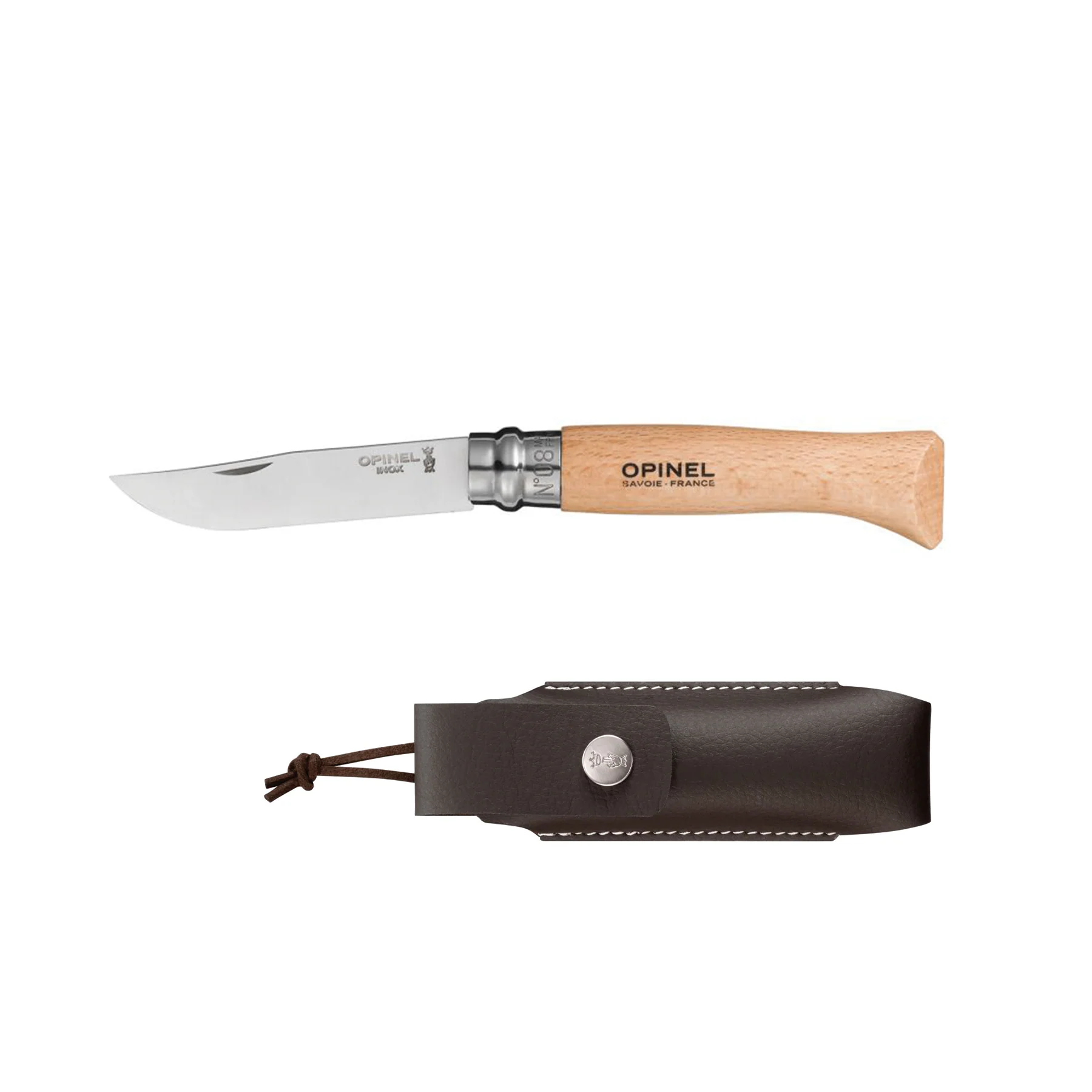 Cuchillo Trekking N°08 + Funda De Cuero Opinel