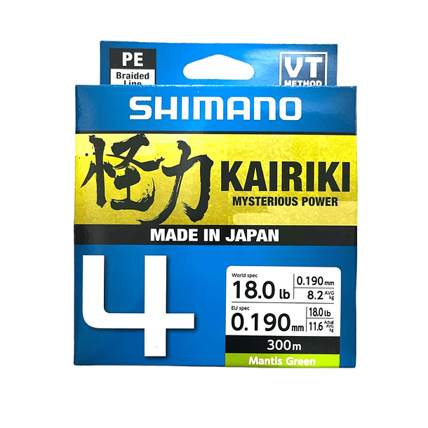 Shimano Kairiki x4 0.19mm 300 metros Verde