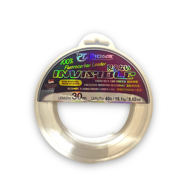 Fluorocarbono Leader Invisible Pioner de 40lb / 18.1kg/ 0.62mm