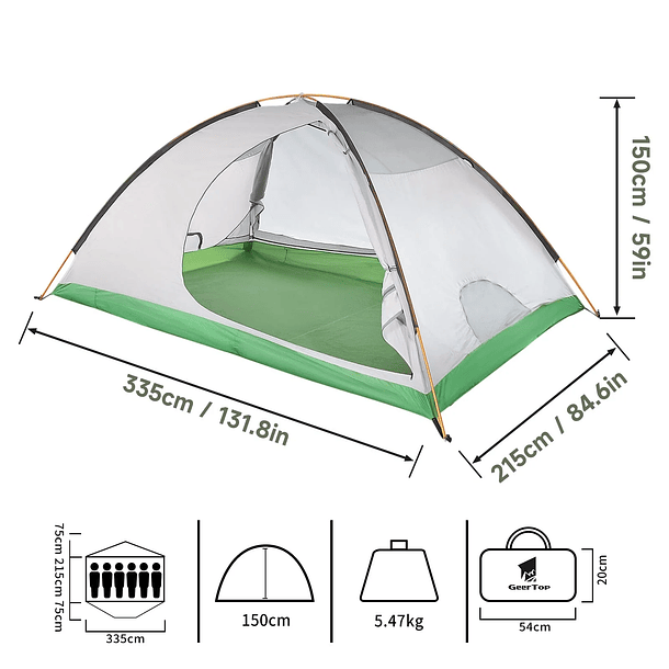 Carpa Familiar Geer TopRoad para 6 personas  4