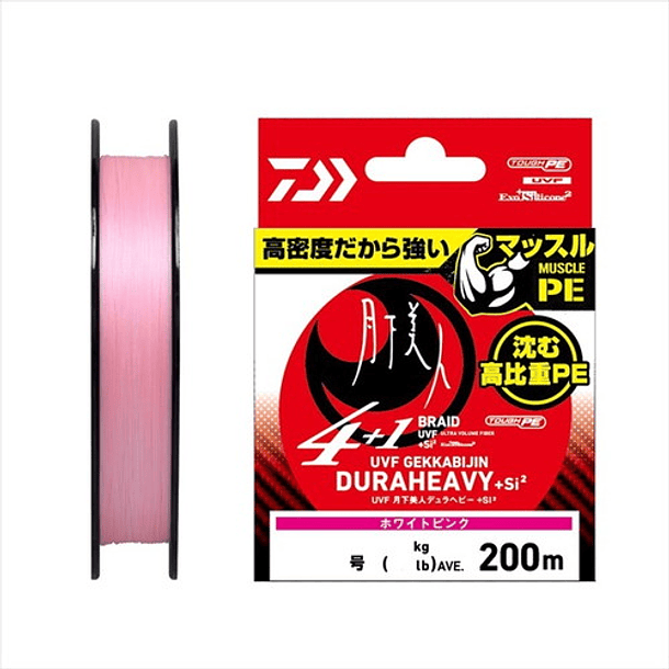 Daiwa PE Line UVF Gekkabijin Dura Heavy X4+1+Si2 Blanco Rosa 