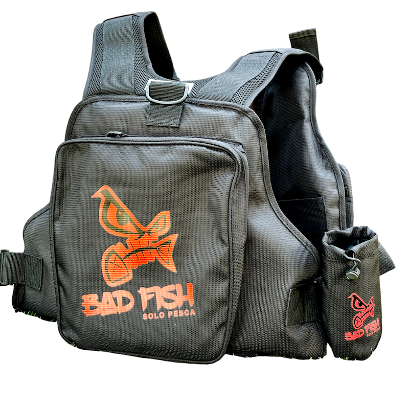 CHALECO DE PESCA BAD FISH ROJO