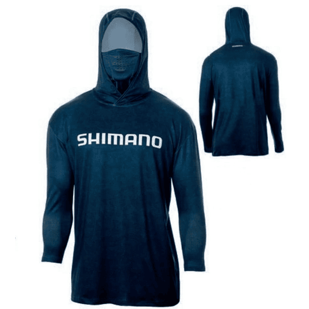 Polera SHIMANO UPF+50 long Sleeve Hood - Azul Oscuro Talla XL