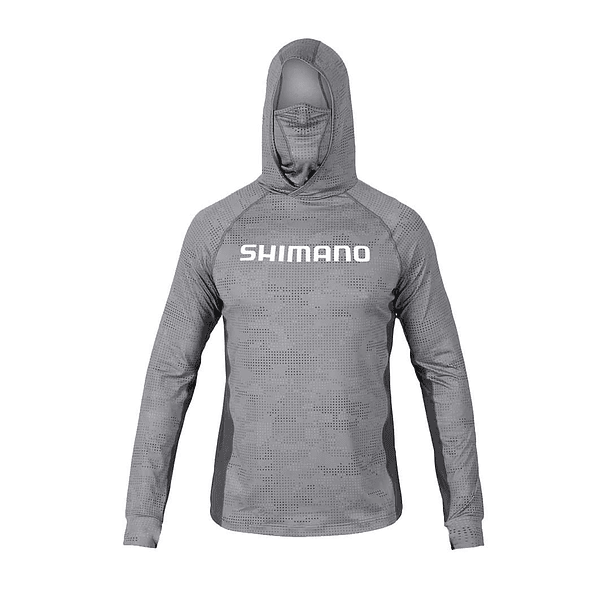 Polera SHIMANO UPF+50 long Sleeve Hood - Gris Claro