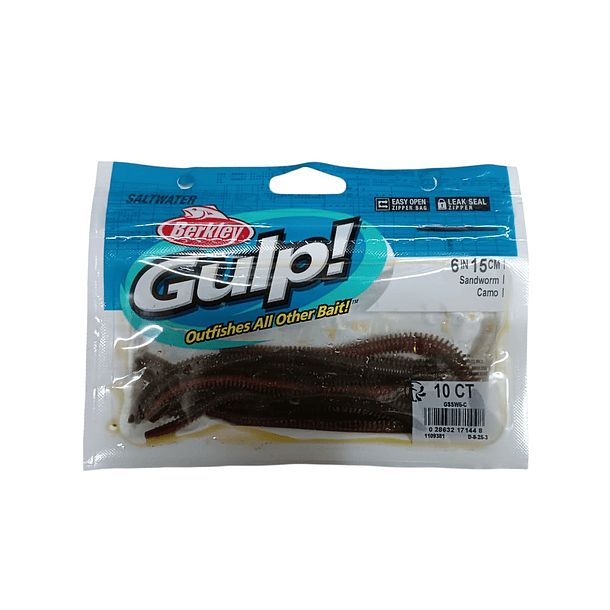 Vinilo Berkley GULP Saltwater Sandworm / Camo 6" (15cm.) 