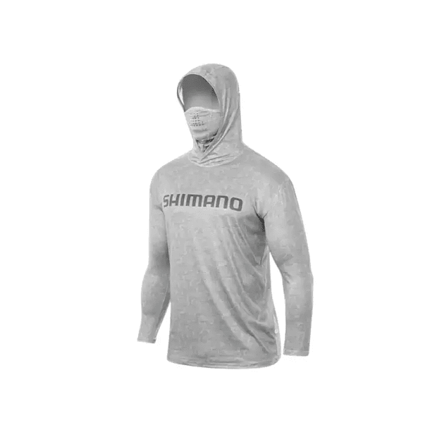 Polera SHIMANO UPF+50 long Sleeve Hood - Gris Claro