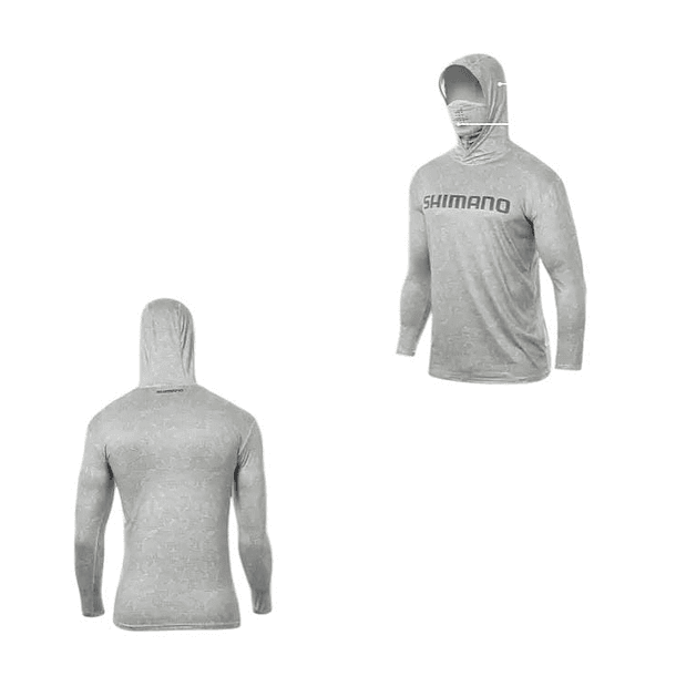 Polera SHIMANO UPF+50 long Sleeve Hood - Gris Claro 2