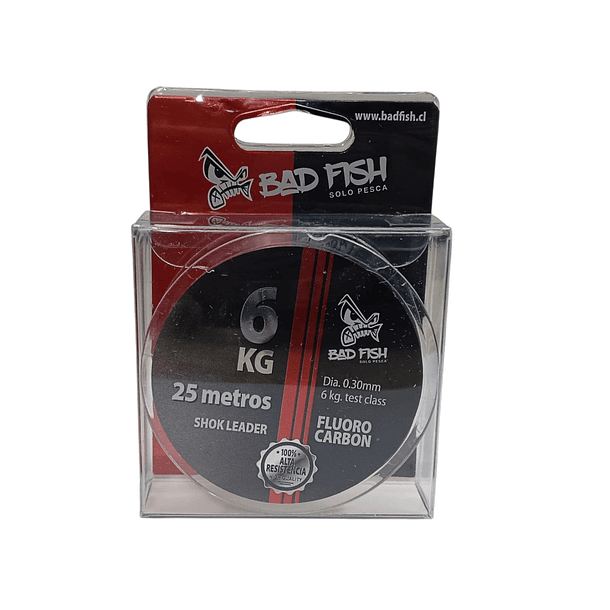 BAD FISH Shock Leader- Fluorocarbono 6kg/ 25 mt / 0.30mm 1