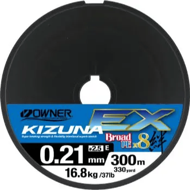 OWNER KIZUNA EX PE X8 0.21 mm. 300Mts  16.8kg.– Invisible Blue 2