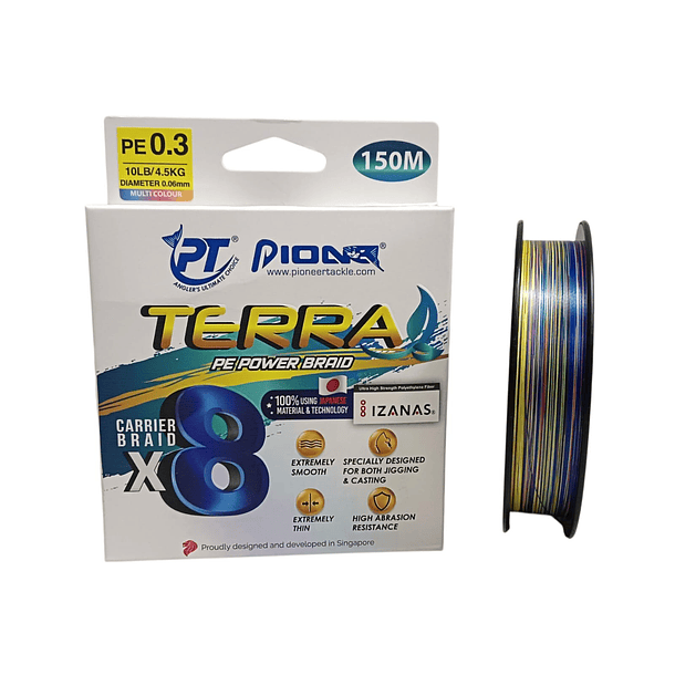 Pioneer TERRA 8x Braid PE 0.3  10lb. 150mt. Multicolor