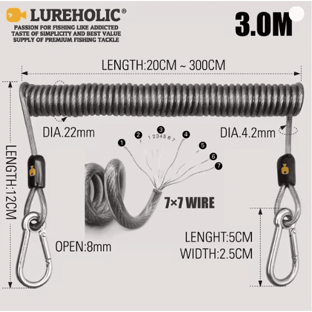 Lureholic Lanyard 3.0mt. 49-Braid SUS316 2