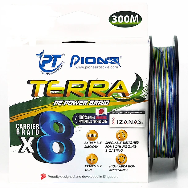 Pioneer TERRA 8x Braid PE 2.0  30lb. 300mt. Multicolor 1