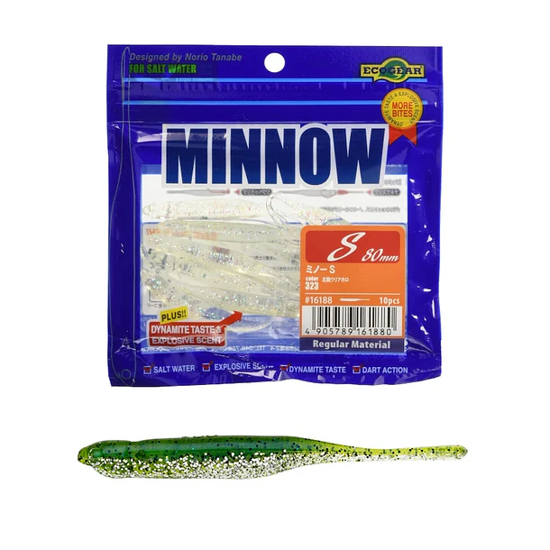 Vinilo EcoGear Minnow S  80mm.  10pcs.