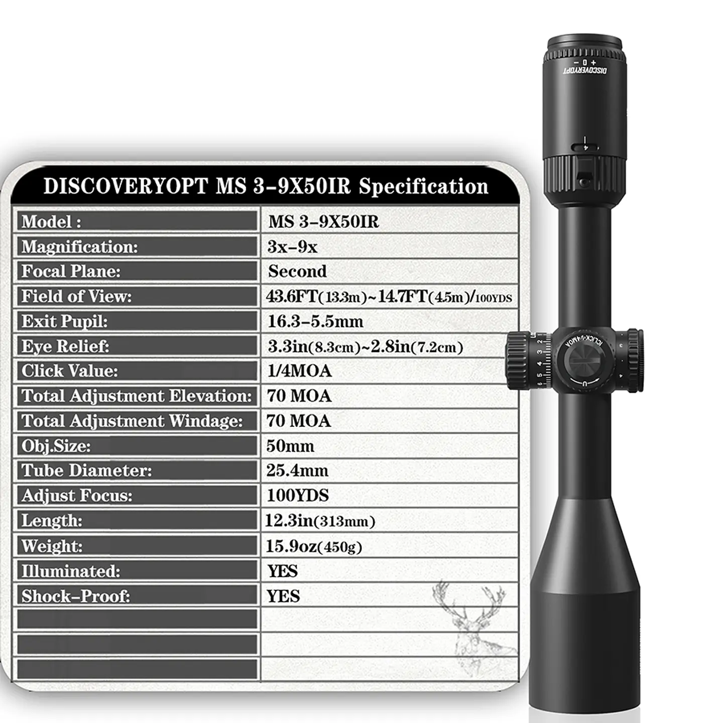 Mira Discovery Ms 3 x 9 x50   Segundo Plano Focal 3