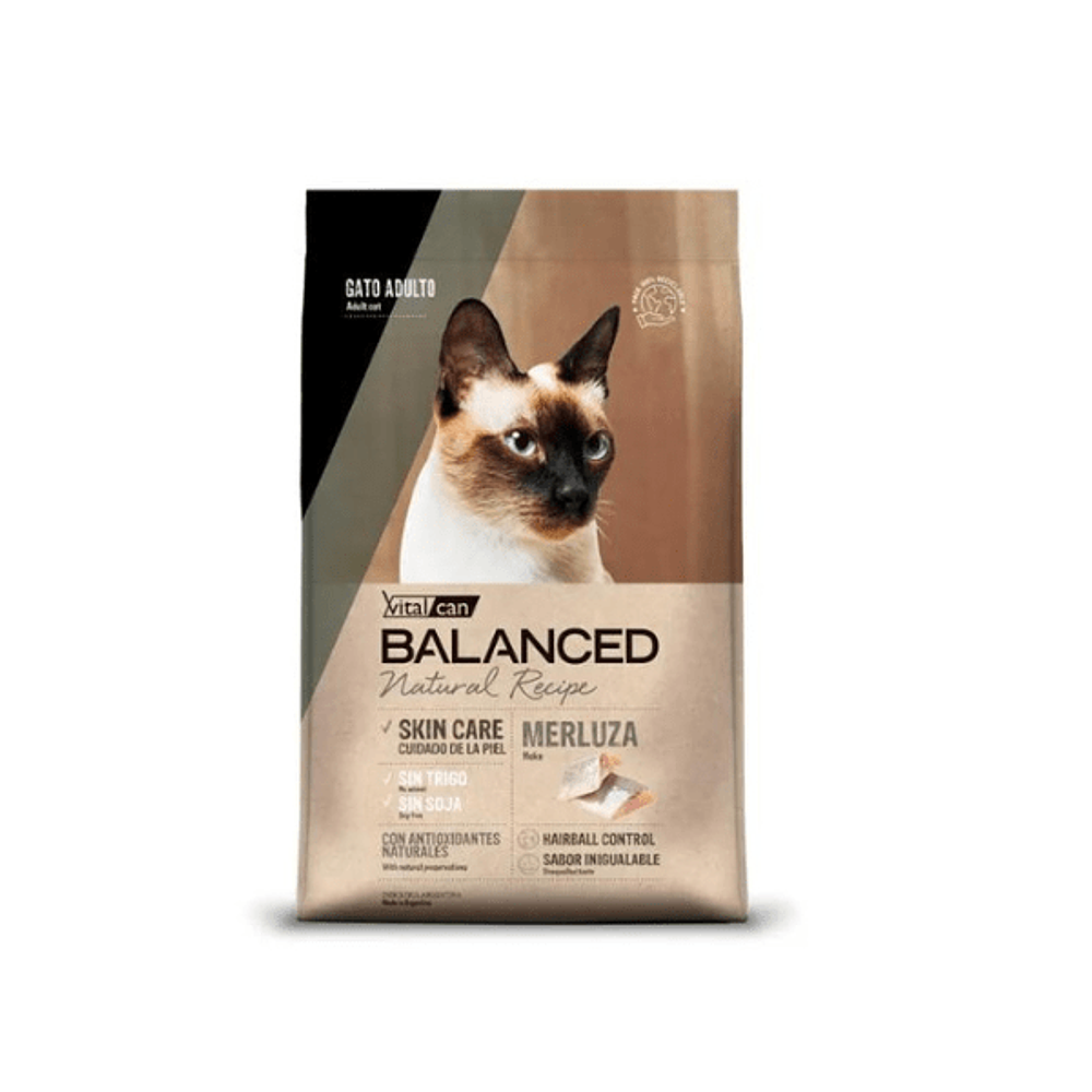 Vitalcan Balanced Gato Adulto | Natural Recipe | Merluza 7,5 Kilos